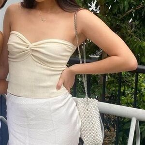 Elegant Cream Strapless Top